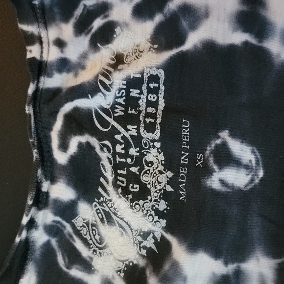 Guess Jeans Tie-Dye and Jewels Top Size X Small Black and White - Picture 2 of 3